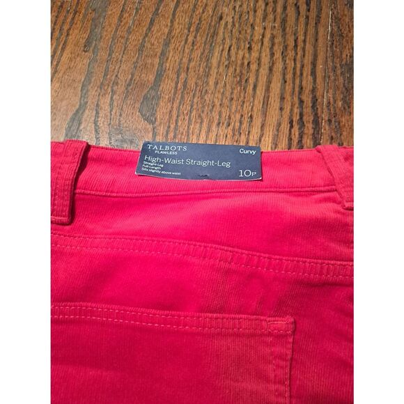 New Talbots Red Corduroy Pants Women 10P Petite Curvy High Waist Straight Leg - Picture 4 of 4